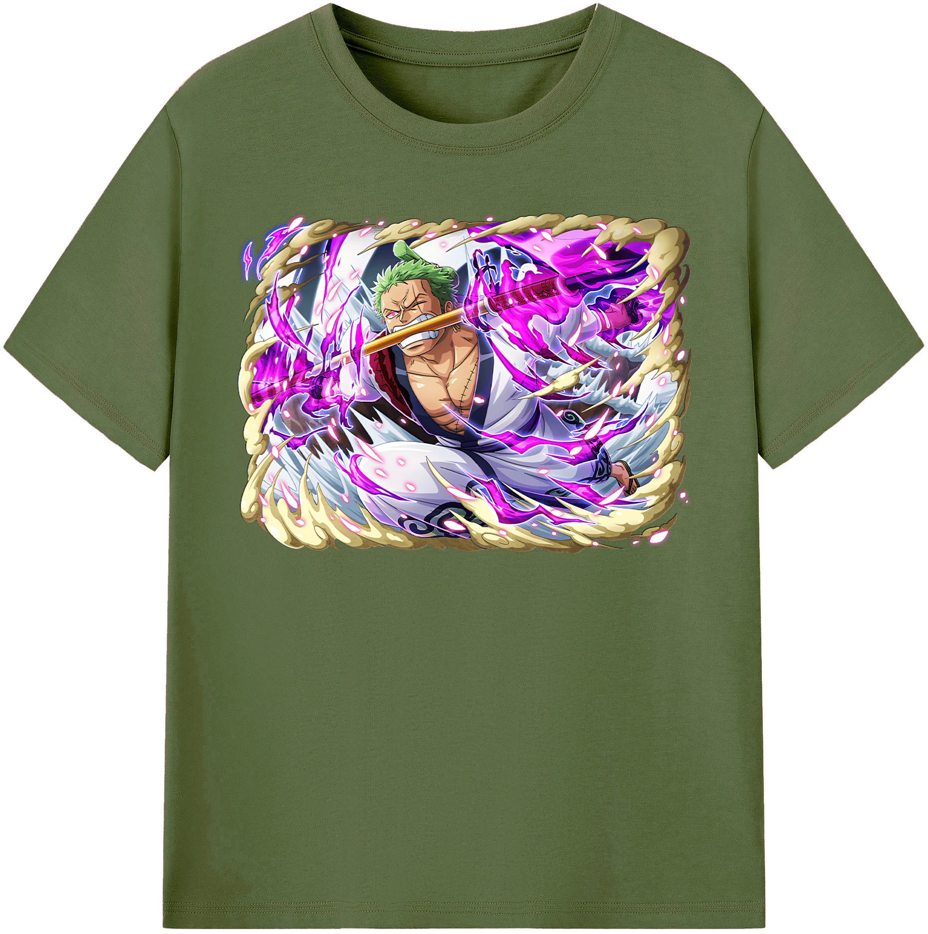 ワンピース ロロノア・ゾロ ONE PIECE Roronoa Zoro 綿100％半袖Tシャツ（フロントプリント）